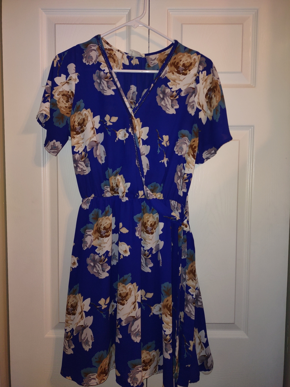 Sienna Sky Royal Blue Floral Wrap Mini Dress